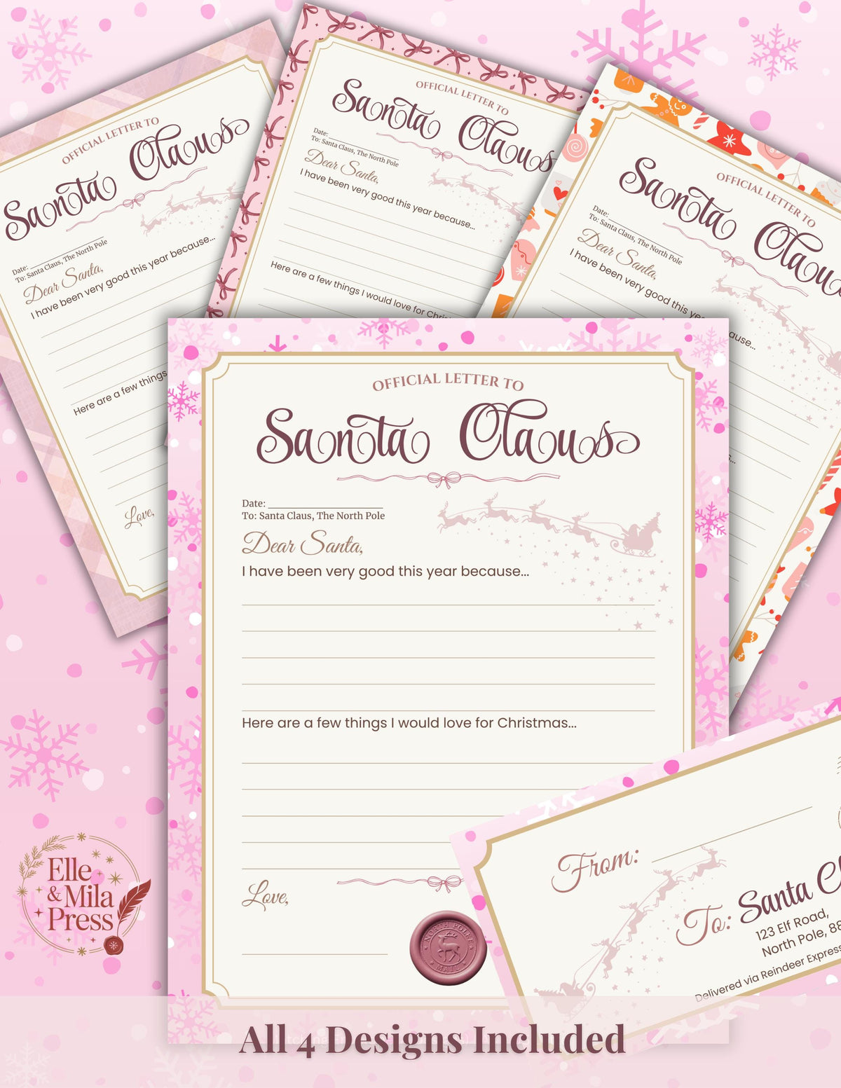 Letter to Santa Set | Printable Christmas List & Envelope (PDF)