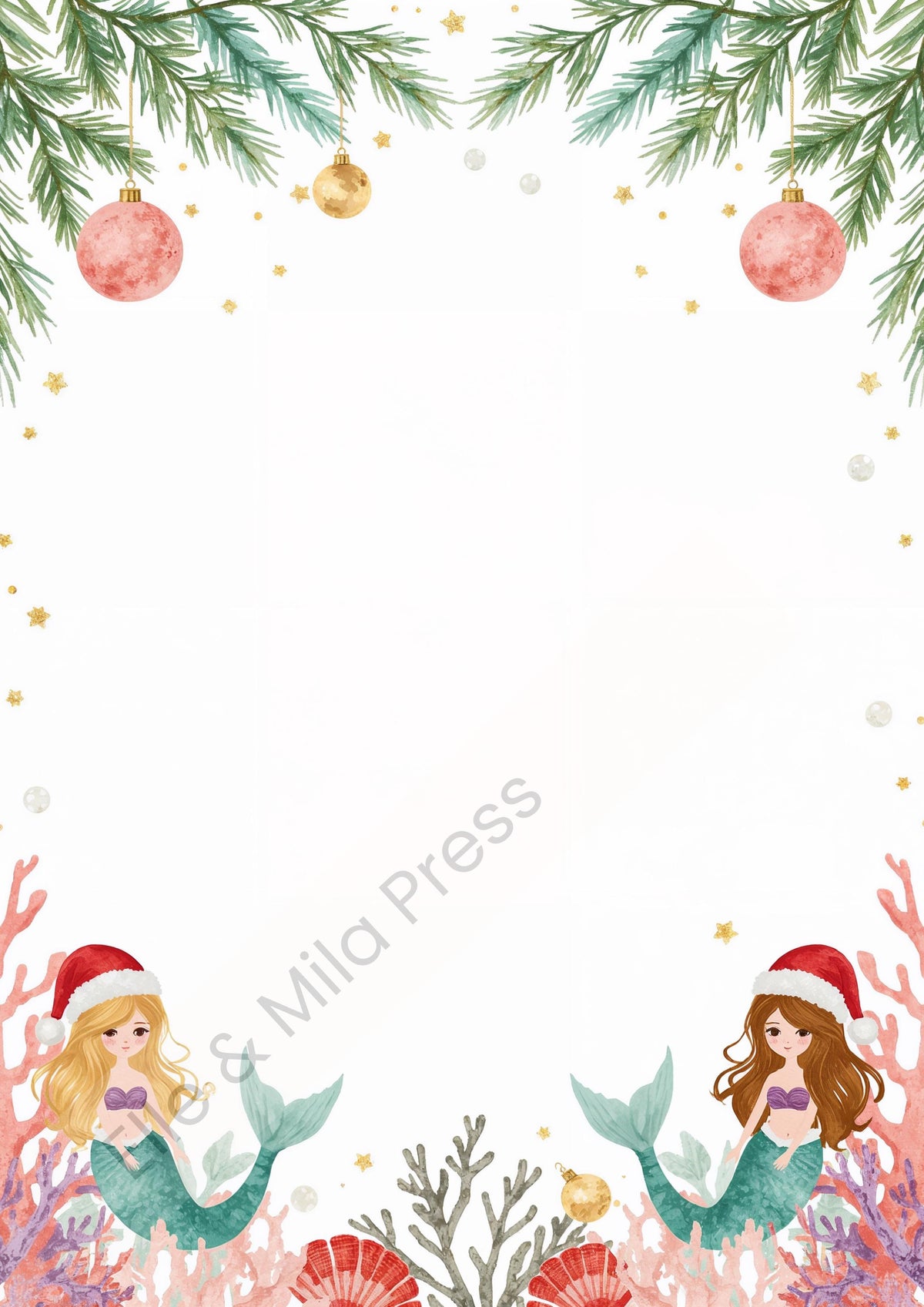Mermaid Santa Letter Set | Christmas Kids Activity (Printable PDF)