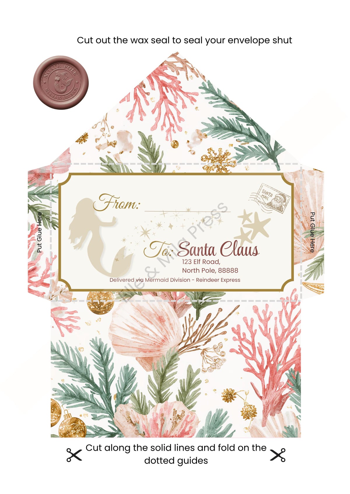 Mermaid Santa Letter Set | Christmas Kids Activity (Printable PDF)