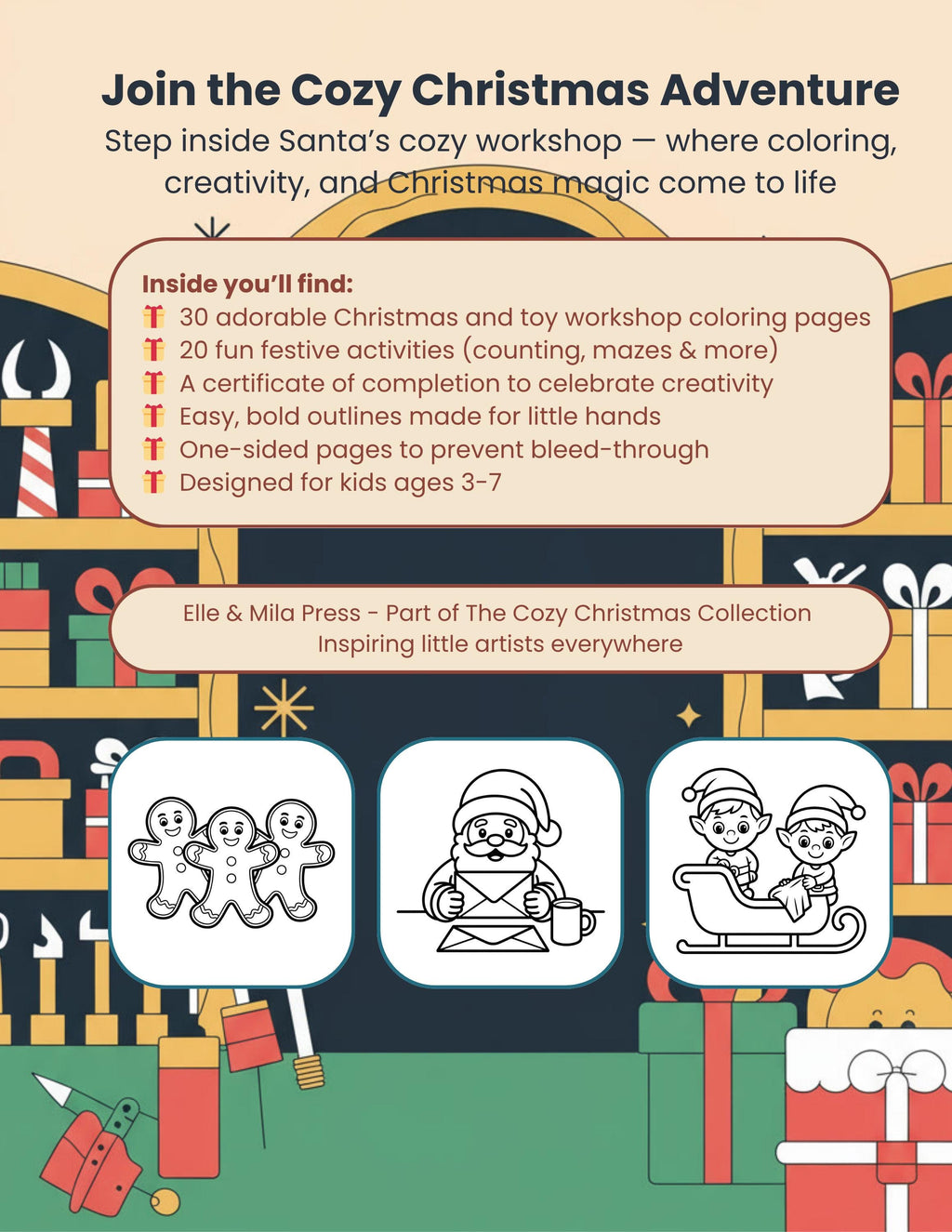 Santa's Christmas Activity Book | Holiday Coloring Pages (PDF)