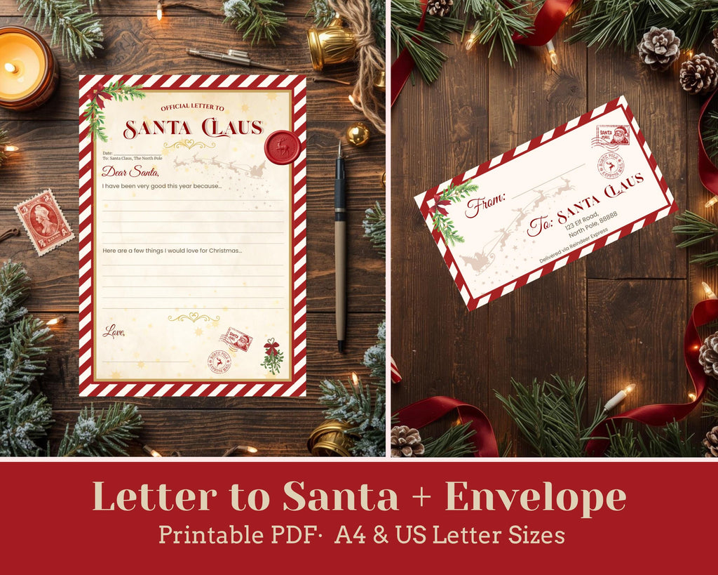 Letter to Santa Printable, Kids Christmas Activity (A4/US Letter PDF)
