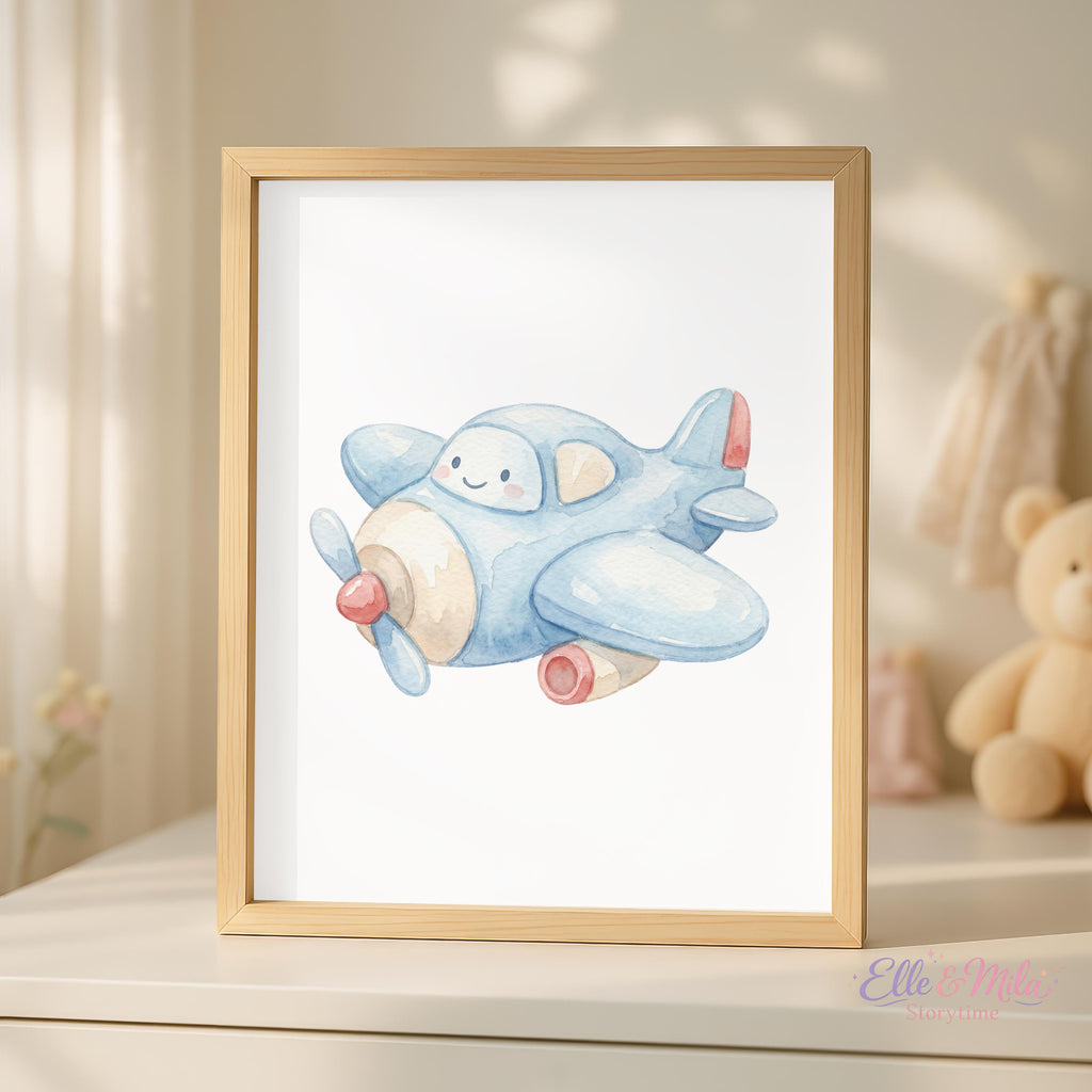 Personalized Airplane Sailboat Nursery Print, Travel Theme (Digital Download)