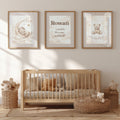Personalized Sleeping Bear Nursery Art, Moon & Stars, Custom Name (Digital Print)