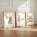 Personalized Gingham Bear Nursery Art, Custom Name Print (Digital Print)