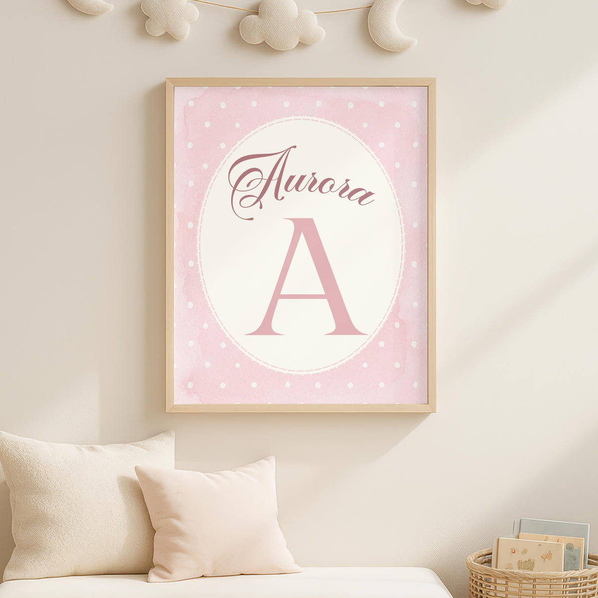 Personalized Pink Bear Nursery Art, Custom Name Print (Digital Print, Ready in 24 Hours)
