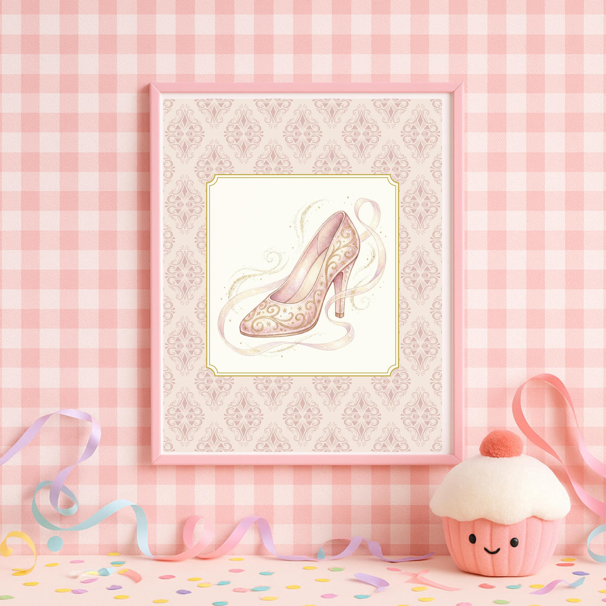Princess Nursery Prints, Pink Gold Castle Carriage Wall Art (Digital Download Set of 6 )