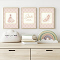 Personalized Princess Nursery Prints, Ballerina Bedroom Decor (Digital Set of 3)