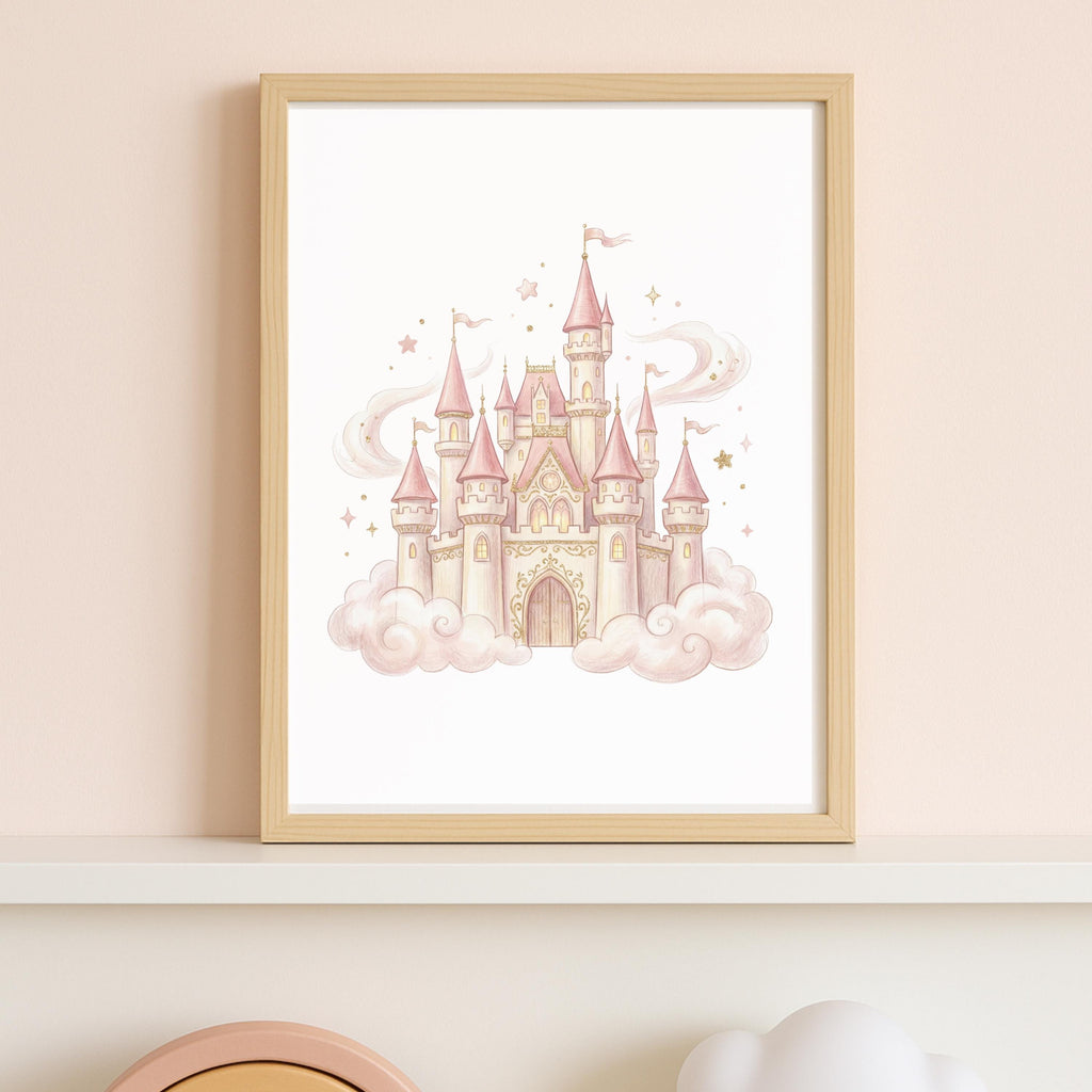 Princess Nursery Wall Art Prints, Pink and Gold Decor (Set of 6) (Digital Download)