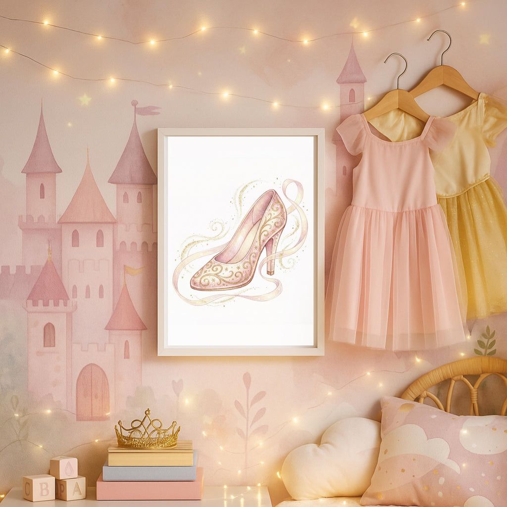 Personalized Princess Nursery Art, Glass Slipper Decor (Digital Download)