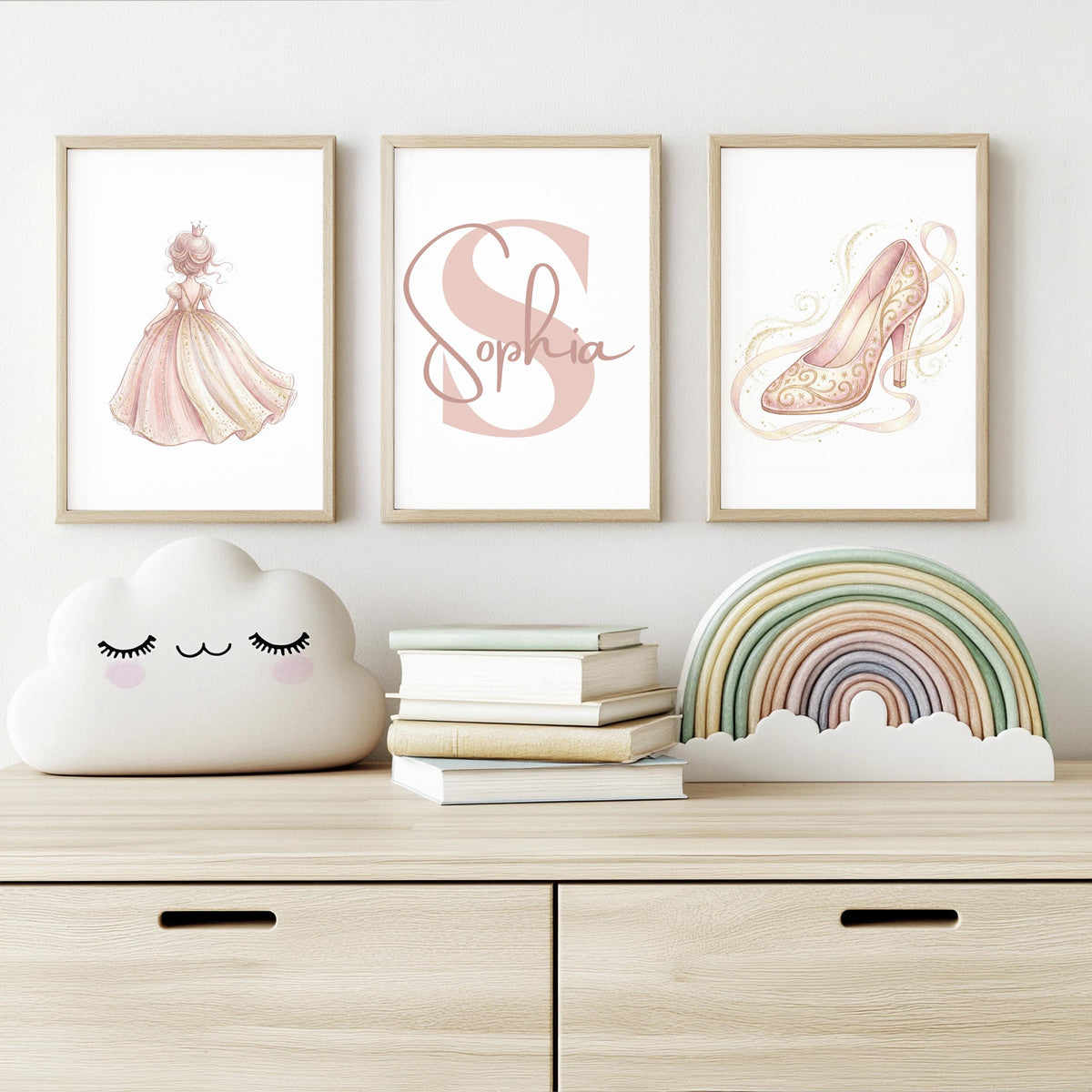 Personalized Princess Nursery Art, Glass Slipper Decor (Digital Download)