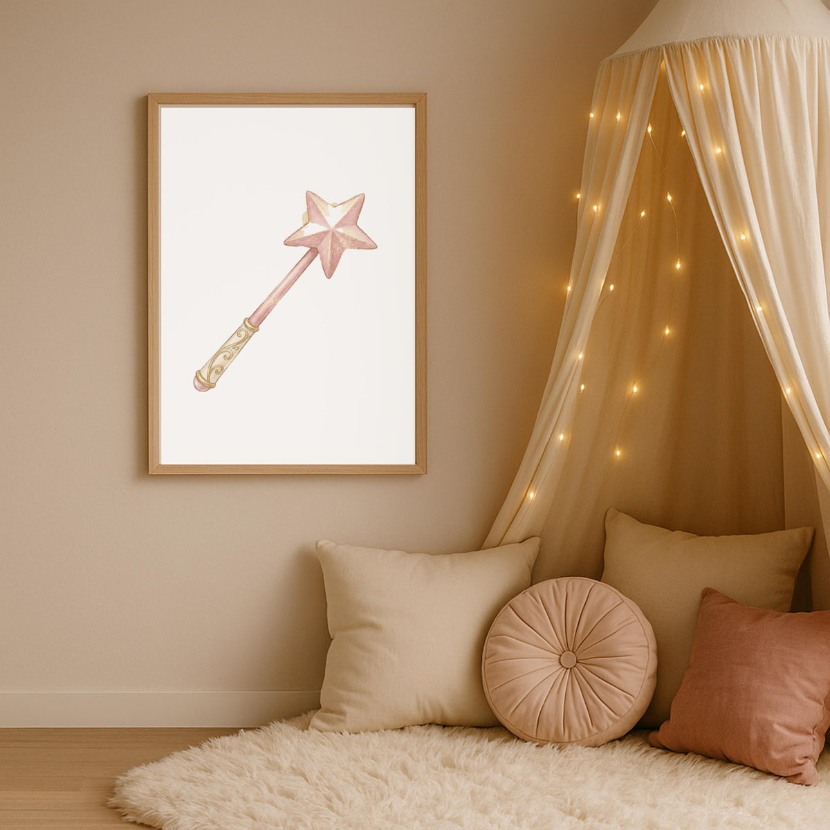 Personalized Princess Nursery Decor, Magic Wand, Tiara Art (Digital Download)
