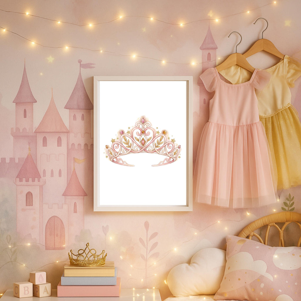 Personalized Princess Nursery Decor, Magic Wand, Tiara Art (Digital Download)