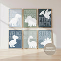 Nordic Dinosaur Nursery Prints, Scandi Kids Room Decor (Set of 6) (Digital Download)