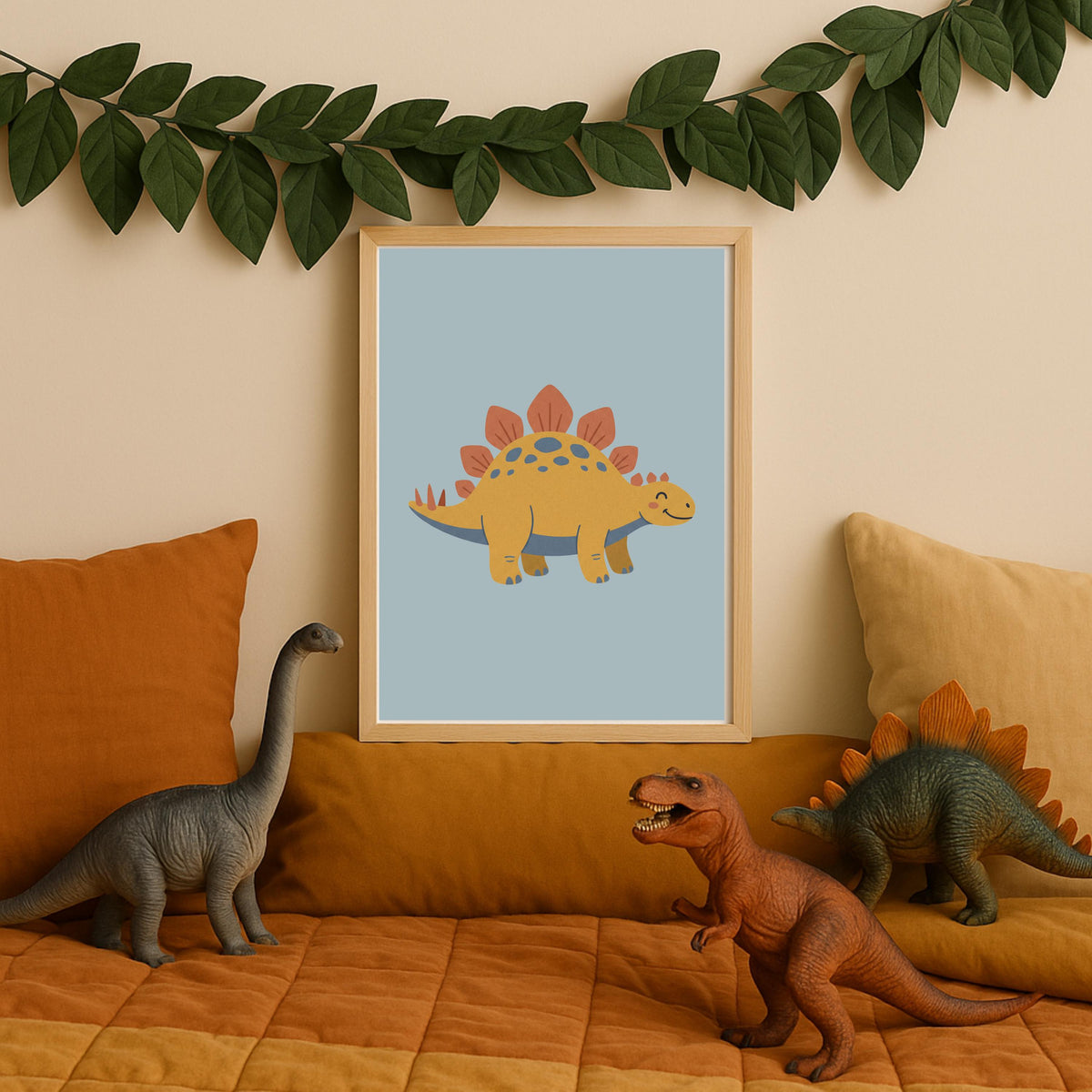Dinosaur Nursery Prints, Stegosaurus, Triceratops, Hatching Egg (Digital Download)