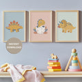 Dinosaur Nursery Prints, Stegosaurus, Triceratops, Hatching Egg (Digital Download)