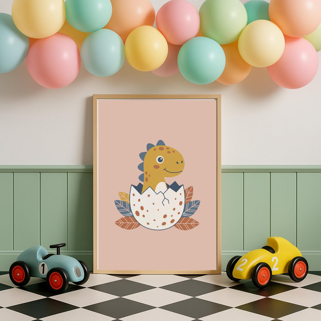 Dinosaur Nursery Prints, Stegosaurus, Triceratops, Hatching Egg (Digital Download)
