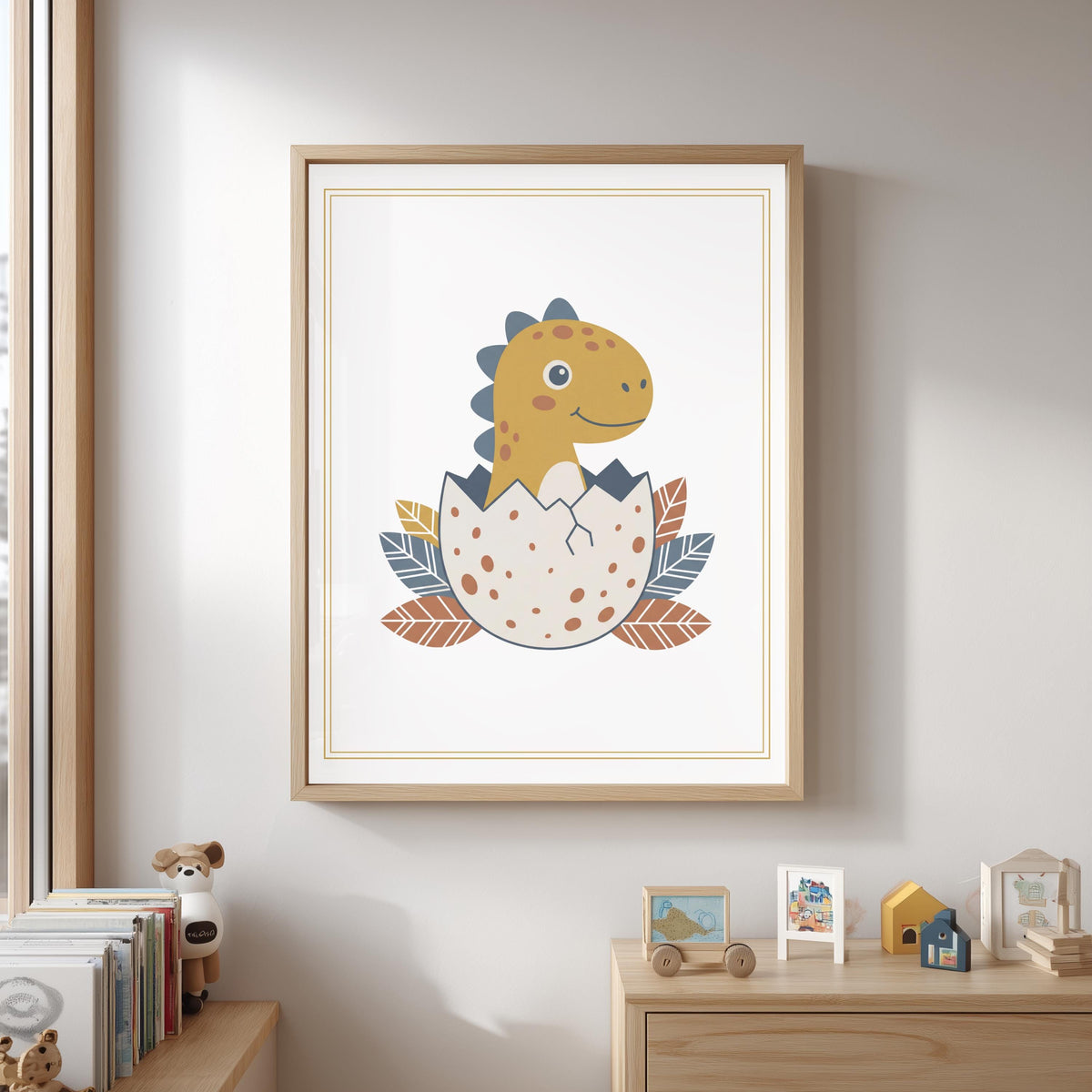 Personalized Pterodactyl Print, Boho Dinosaur Nursery Decor (Digital Download)