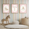 Personalized Pink Bear Nursery Art, Moon Decor (Digital Print, 24 Hours Ready)