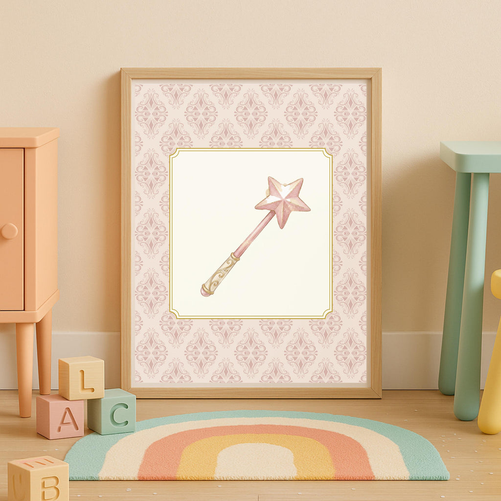 Princess Nursery Prints, Pink Gold Castle Carriage Wall Art (Digital Download Set of 6 )