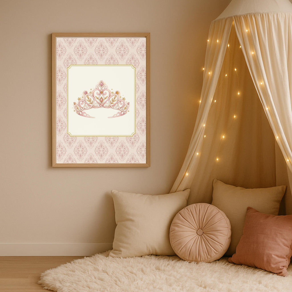 Princess Nursery Prints, Pink Gold Castle Carriage Wall Art (Digital Download Set of 6 )