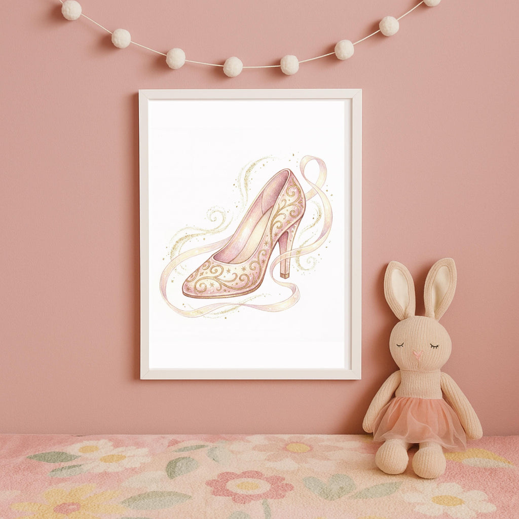 Princess Nursery Wall Art Prints, Pink and Gold Decor (Set of 6) (Digital Download)