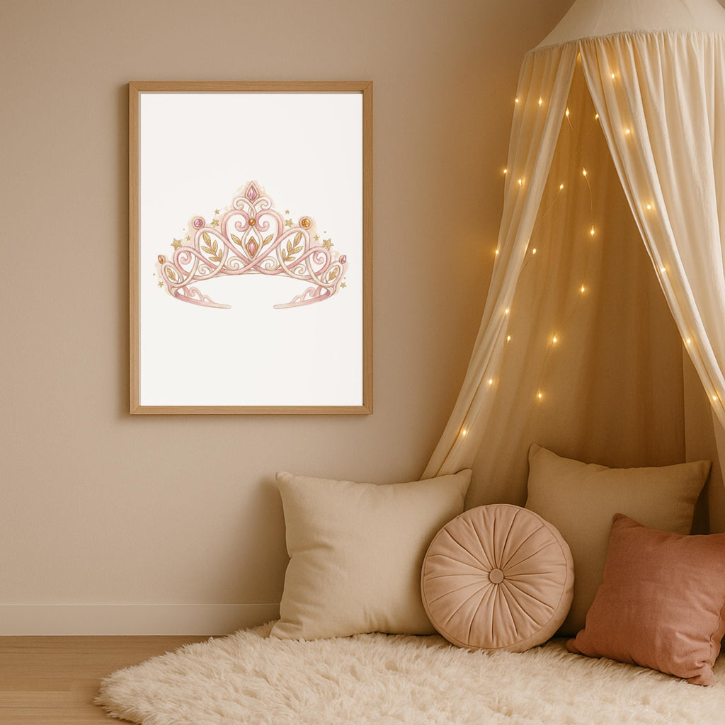 Princess Nursery Wall Art Prints, Pink and Gold Decor (Set of 6) (Digital Download)