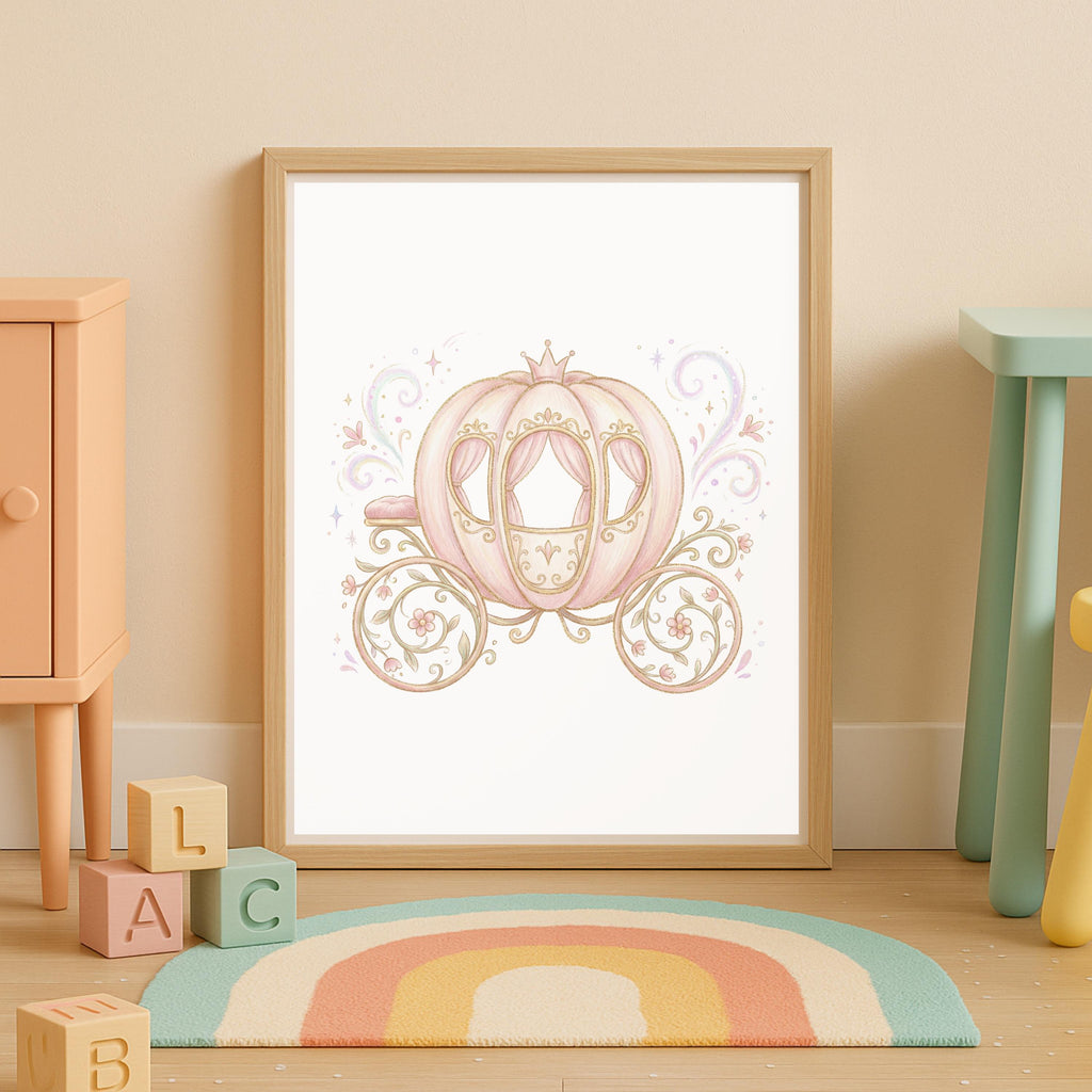 Princess Nursery Wall Art Prints, Pink and Gold Decor (Set of 6) (Digital Download)