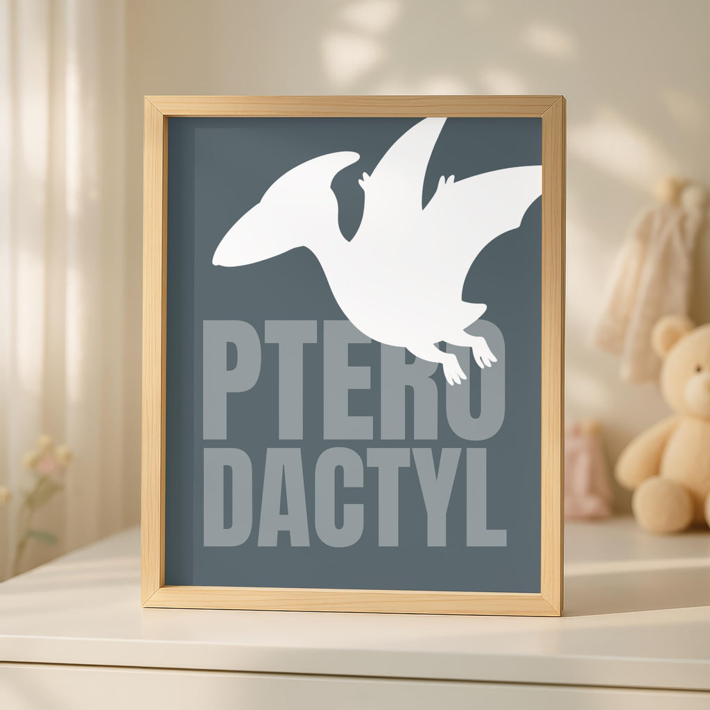 Dinosaur Nursery Prints, T-Rex, Triceratops, Pterodactyl, Scandi Kids Room (Digital Download)