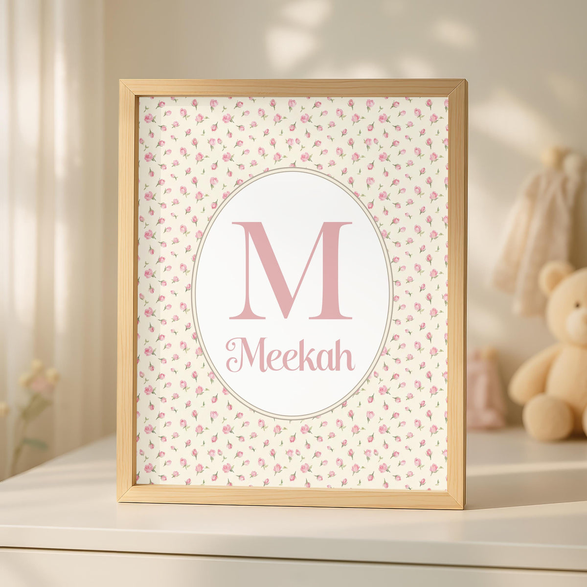 Personalized  Coquette Nursery Art, Custom Bow & Basket Print (Digital Download)