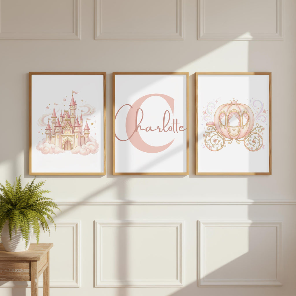 Personalized Princess Castle Wall Art, Fairy Tale Nursery Decor (Digital Download)