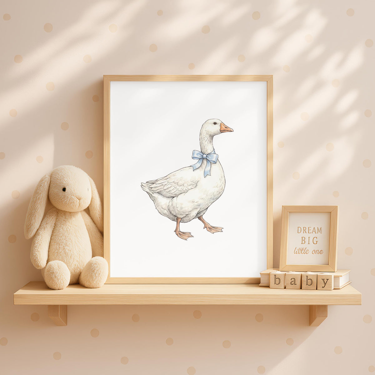 Coquette Nursery Prints, Goose and Bunny Wall Art (Digital Download Set of 6)