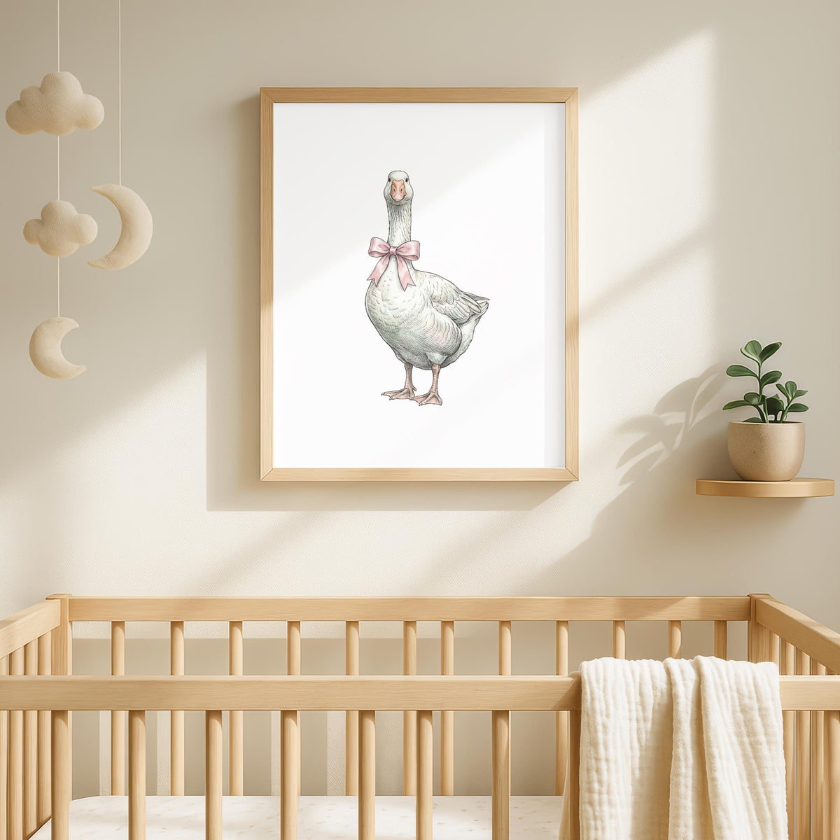 Coquette Nursery Prints, Goose and Bunny Wall Art (Digital Download Set of 6)