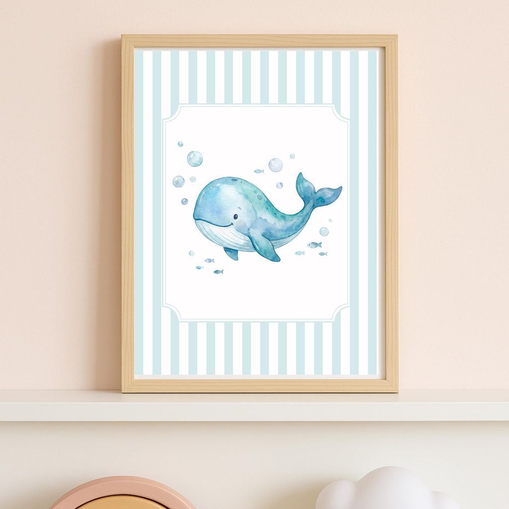 Personalized Whale Nursery Decor, Custom Ocean Name Art (Digital Download)