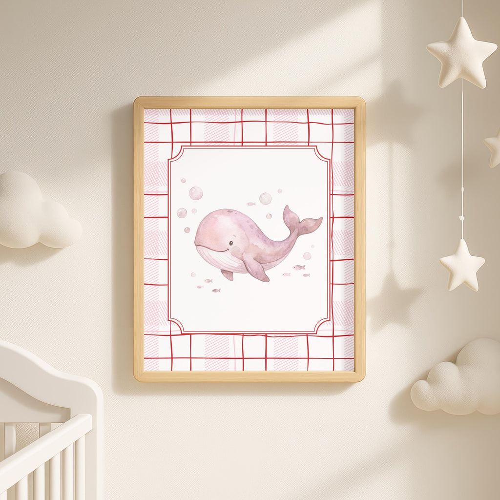 Coquette Nursery Prints, Pink Ocean Wall Art (Digital Download Set of 6)