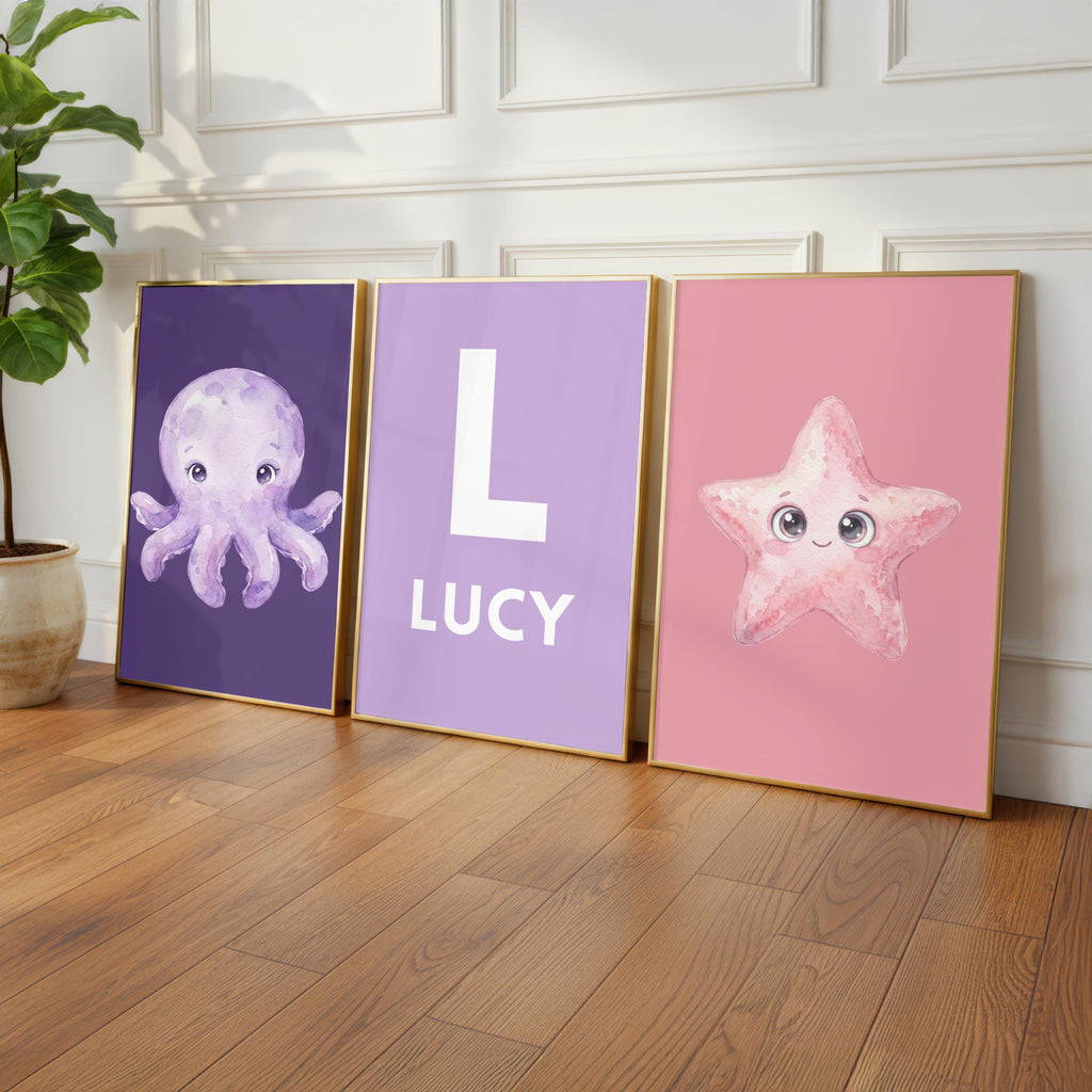 Personalized Girl Name Sign, Boho Ocean Nursery Decor (Digital Download)