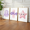 Personalized Octopus Starfish Nursery Print, Girl Ocean Room Decor (Digital Download)