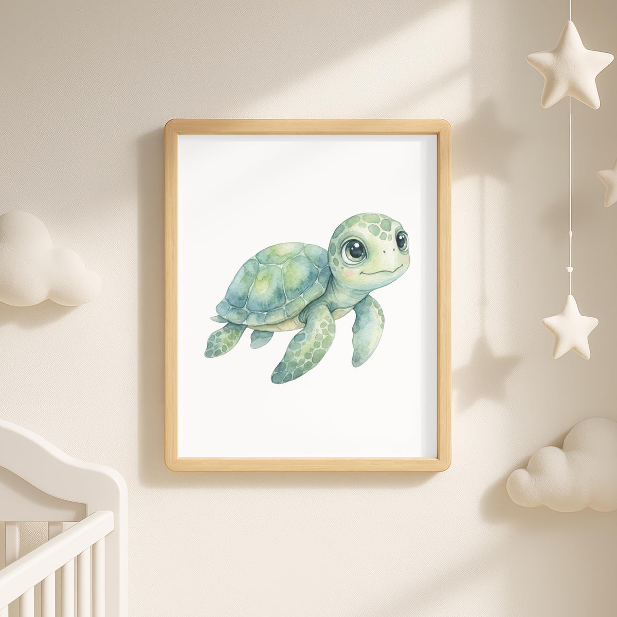 Personalized Whale Turtle Nursery Print, Ocean Name Sign (Digital Download)