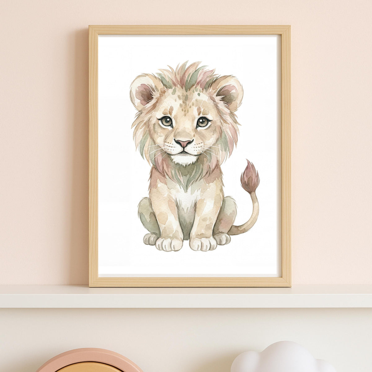 Personalized Safari Nursery Prints, Lion and Elephant, Custom Name (Digital Download)