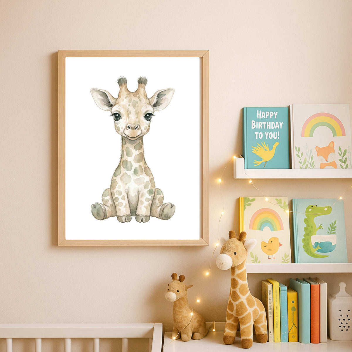 Personalized Giraffe Zebra Nursery Art, Custom Name Print (Digital Download)