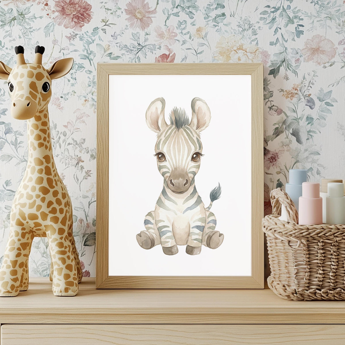 Personalized Giraffe Zebra Nursery Art, Custom Name Print (Digital Download)