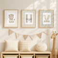 Personalized Initial Name Sign, Gingham Safari Decor (Digital Download)