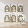 Sage Green Safari Prints, Arch Nursery Wall Art (Digital Download Set of 6)
