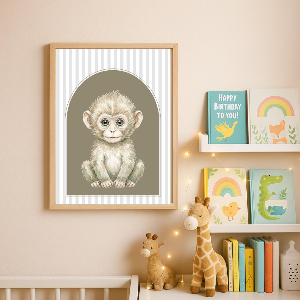 Sage Green Safari Prints, Arch Nursery Wall Art (Digital Download Set of 6)