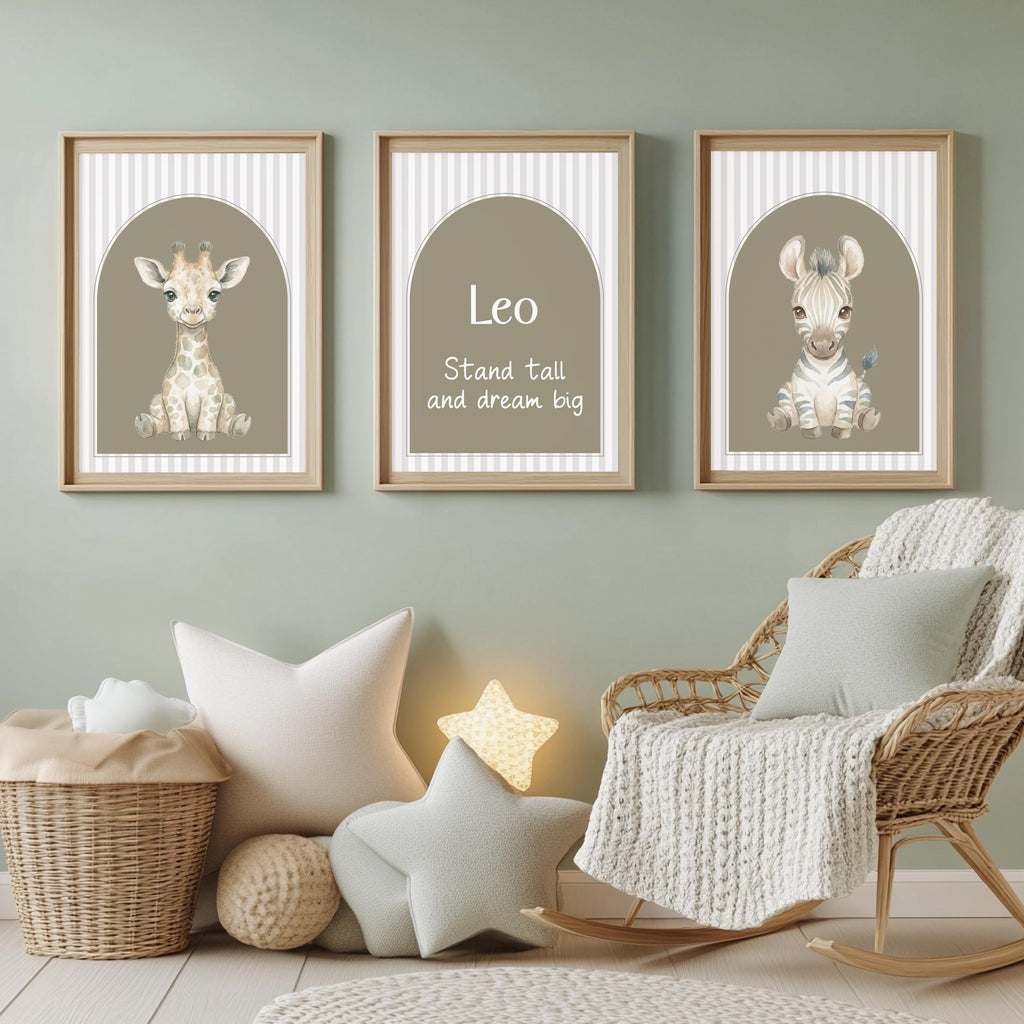 Personalized Lion Nursery Art, "Be Brave" Motto Print (Digital Download)