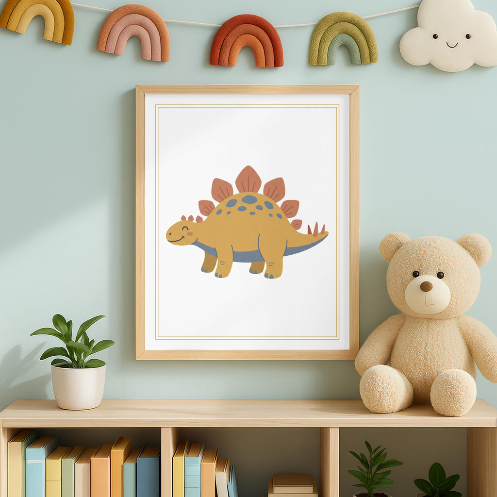 Personalized Dinosaur Nursery Print, Boho Brachiosaurus, Stegosaurus (Digital Download)