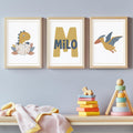 Personalized Pterodactyl Print, Boho Dinosaur Nursery Decor (Digital Download)