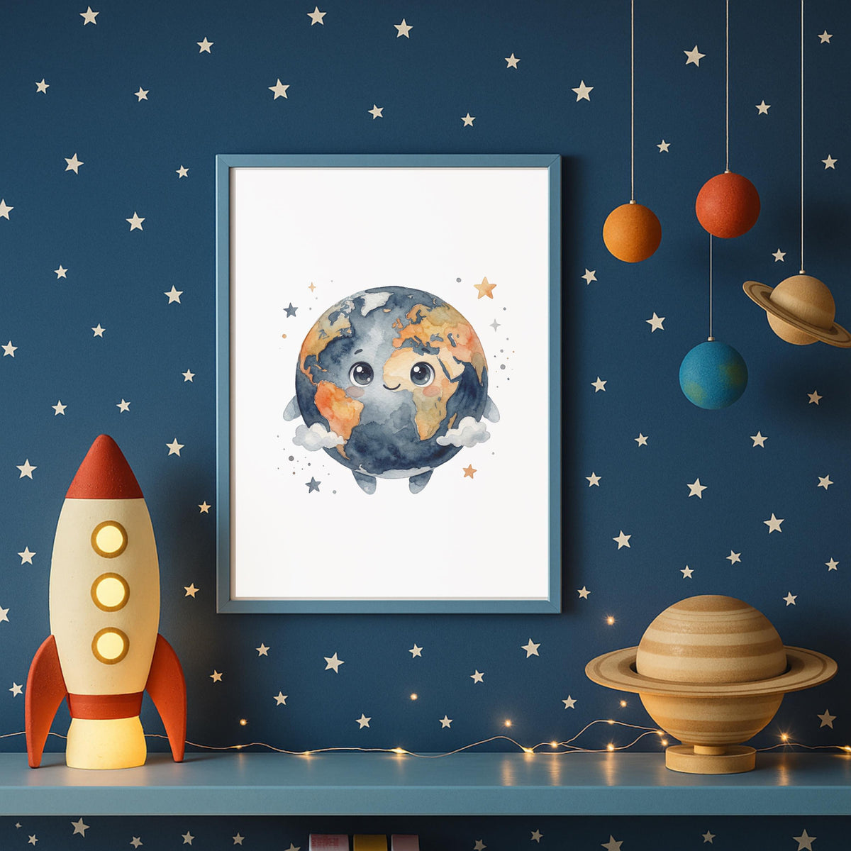 Outer Space Nursery Art Prints, Solar System, Astronaut, Set of 6 (Digital Download)