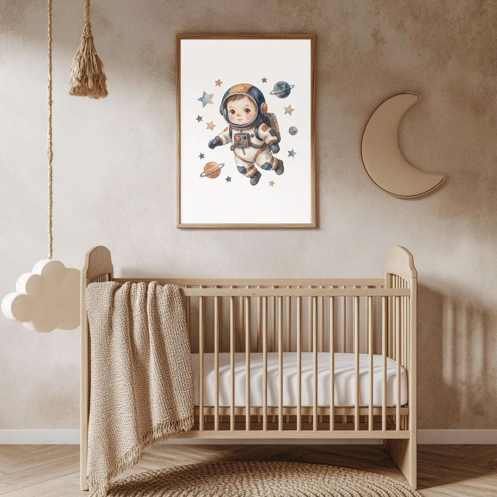 Outer Space Nursery Art Prints, Solar System, Astronaut, Set of 6 (Digital Download)