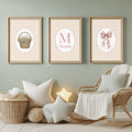 Personalized  Coquette Nursery Art, Custom Bow & Basket Print (Digital Download)