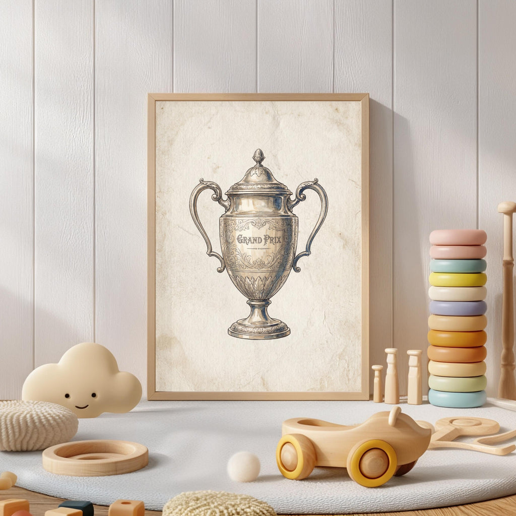 Personalized Race Car Nursery Art, Vintage Boy Name Sign (Digital Download)